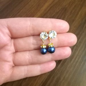 Handmade blue christmas bulb earrings